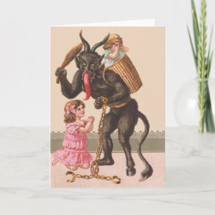 Krampus kopplar påfrestande barn kedjar helgkort