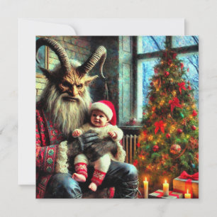 Krampus-kort med platt Helgdag Julkort