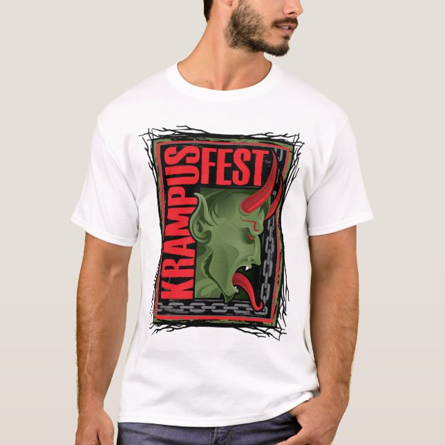 Krampus kvadrerar (ljusa utslagsplatser) t shirt (Framsida)