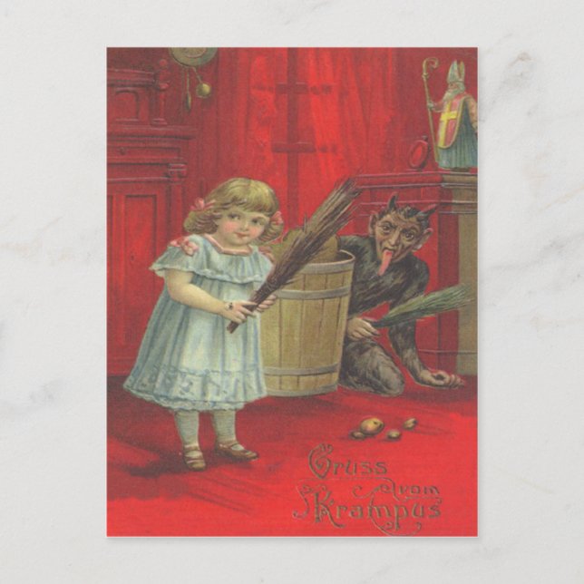 Krampus leker med flicka vykort (Framsida)