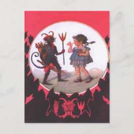 Krampus & Little Girl Vykort