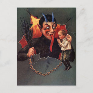 Krampus med Boy Vykort