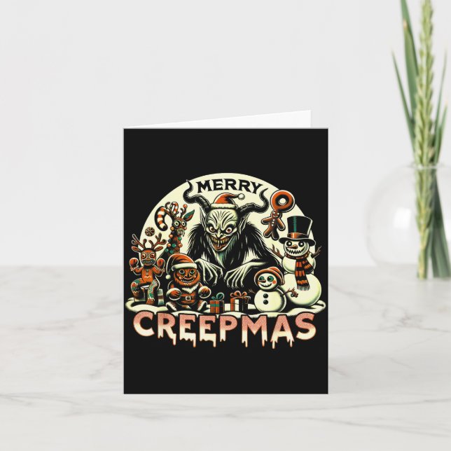 Krampus Merry Creepmas Christmas 30’s Retro Cartoo Kort (Framsida)