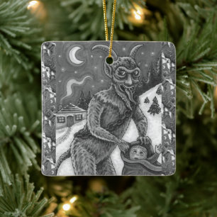 KRAMPUS & NAUGHTY CHILDREN, SCARY CHRISTMAS STORY JULGRANSPRYDNAD KERAMIK