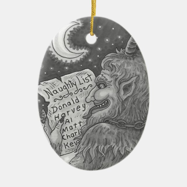 KRAMPUS NAUGHTY LIST, CHRISTMAS GOTH ORNAMENT Oval (Framsidan)