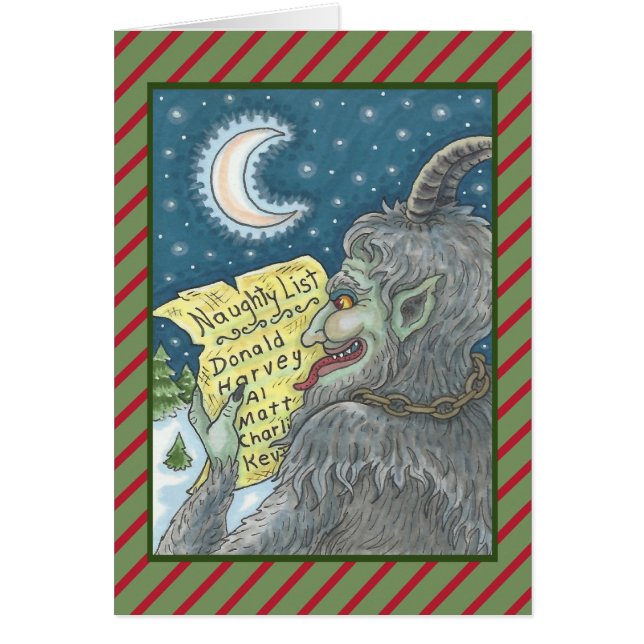 KRAMPUS NAUGHTY LIST CHRISTMAS GREETING CARD B HÄLSNINGSKORT (Framsidan)