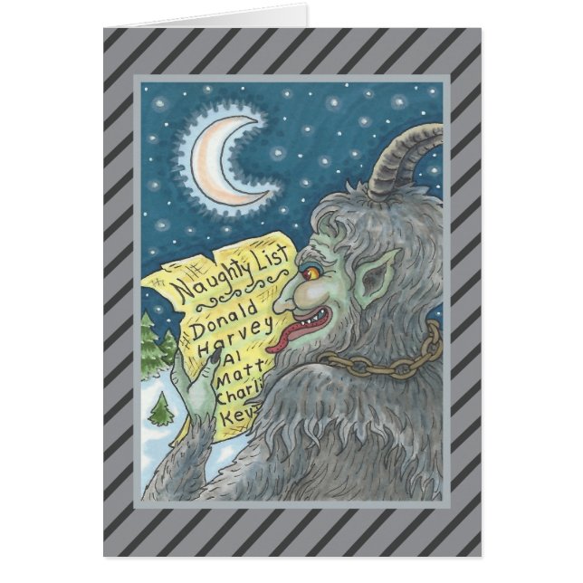 KRAMPUS NAUGHTY LIST CHRISTMAS GREETING CARD B OBS KORT (Framsidan)