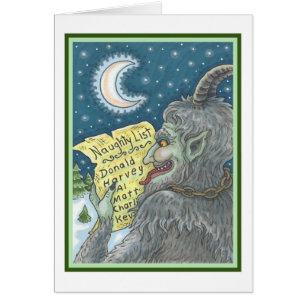 KRAMPUS NAUGHTY LIST CHRISTMAS GREETING CARD B OBS KORT