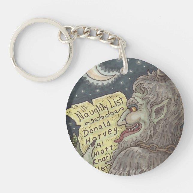 KRAMPUS NAUGHTY LIST CHRISTMAS KEYCHAIN Round (Framsidan)