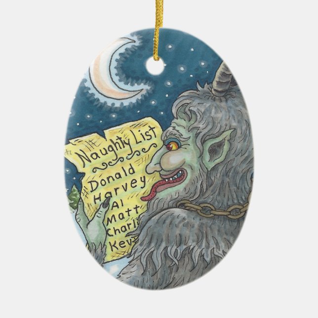 KRAMPUS NAUGHTY LIST jul Ornament Oval (Framsidan)