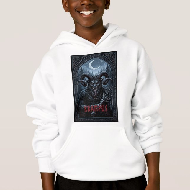 Krampus Nordic Runic Frame Dark Gothic Christmas T Shirt (Framsida)