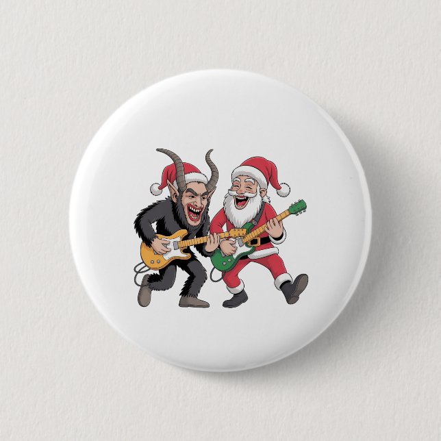 Krampus och Santa Pay Guitar Electric Julafton Knapp (Framsida)