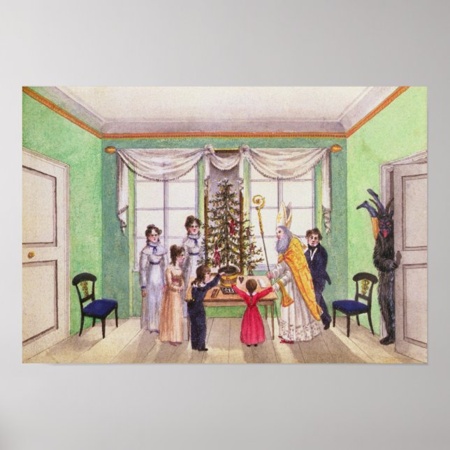 Krampus och St Nicholas från journal i Carl Poster (Framsidan)