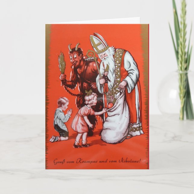Krampus och St Nicholas kort (Framsida)