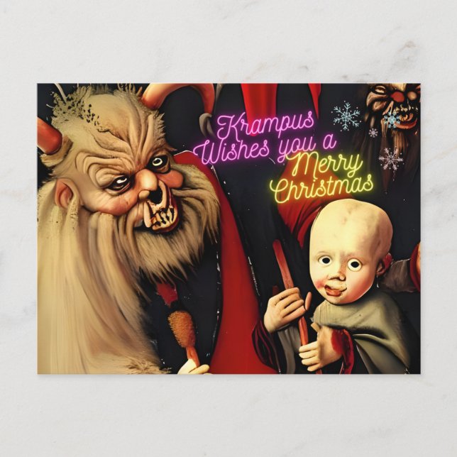 Krampus Önskemål du a God jul Vykort (Framsida)