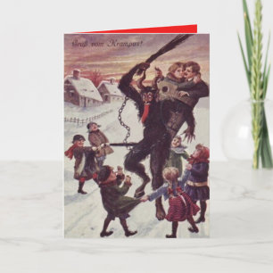 Krampus påfrestande barnsnö helgkort