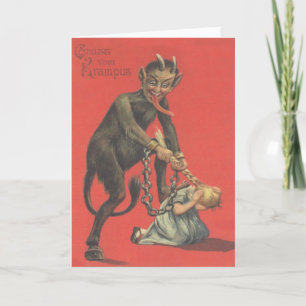 Krampus påfrestande flicka helgkort