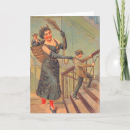 Krampus Punishing Bad Man Helgkort