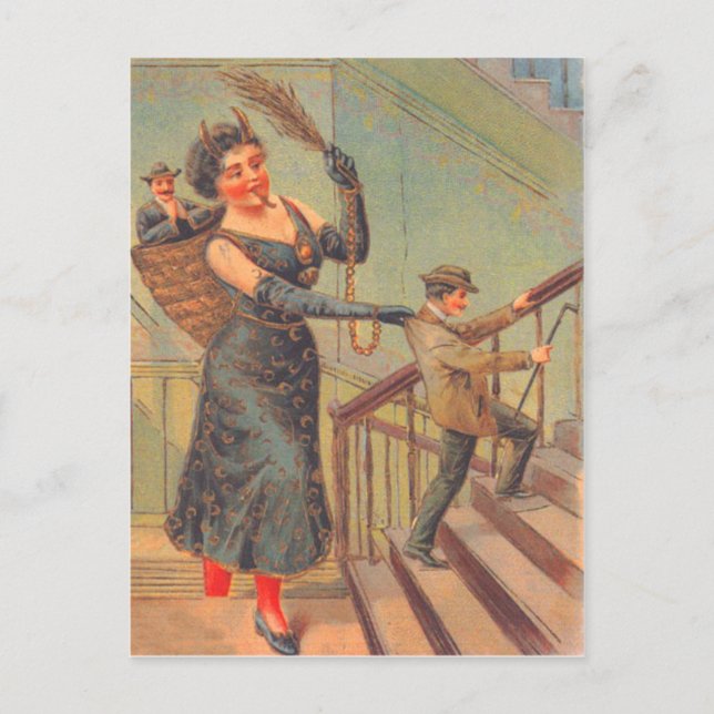 Krampus Punishing Bad Man Vykort (Framsida)