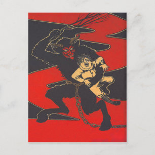 Krampus Punishing Child with Switch Vykort