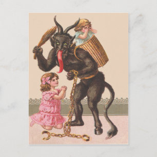 Krampus Punishing Children Switch Chain Vykort