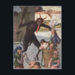 Krampus Punishing Kidnappning Children Winter Vykort<br><div class="desc">Vintage Krampus jultryck</div>