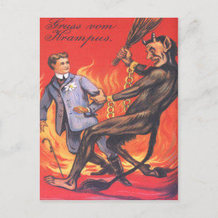 Krampus Punishing Vuxen Vykort