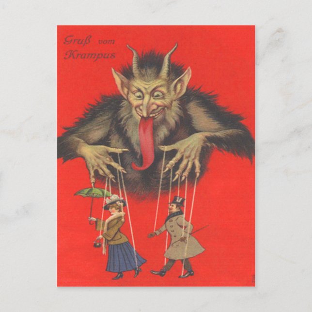 Krampus Puppeteering-Vuxnor Vykort (Framsida)