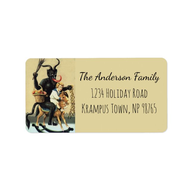 Krampus Rocking Horse Bad Demon Julafton jul Adressetikett (Framsidan)