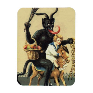 Krampus Rocking Horse Demon Helgdag jul Julafton Magnet