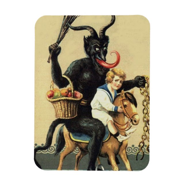 Krampus Rocking Horse Demon Helgdag jul Julafton Magnet (Vertikal)