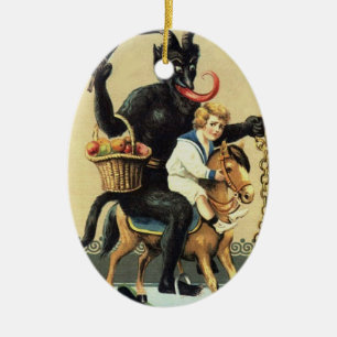 Krampus Rocking Horse Helgdag jul Ornament