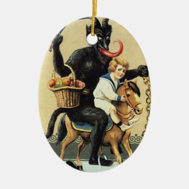 Krampus Rocking Horse Helgdag jul Ornament (Framsidan)