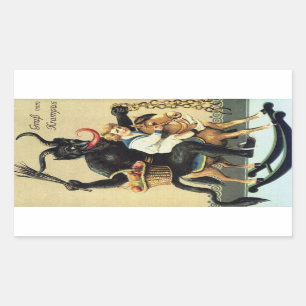 Krampus Rocking Horse Helgdag-julpåhängare Rektangulärt Klistermärke