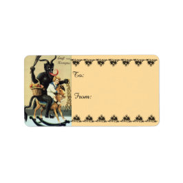 Krampus Rocking Horse Juletiketter Adressetikett