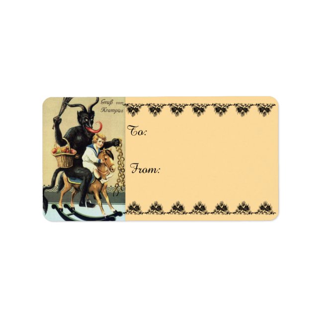 Krampus Rocking Horse Juletiketter Adressetikett (Framsidan)