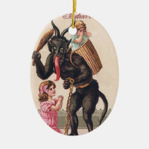 Krampus Skrämmer Vintagen Flickor - Helgdag jul Julgransprydnad Keramik