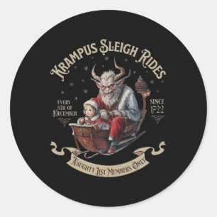 Krampus Sleigh Rides Runt Klistermärke