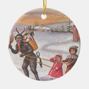 Krampus Stealing Leksaker & Children Julgransprydnad Keramik