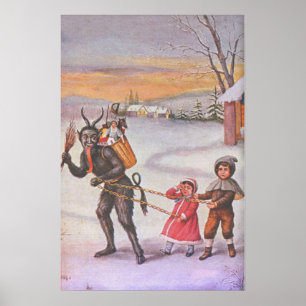 Krampus Stealing Leksaker & Children Poster