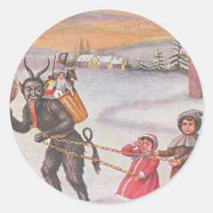 Krampus Stealing Leksaker & Children Runt Klistermärke