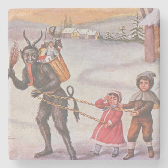 Krampus Stealing Leksaker & Children Stenunderlägg (Framsidan)