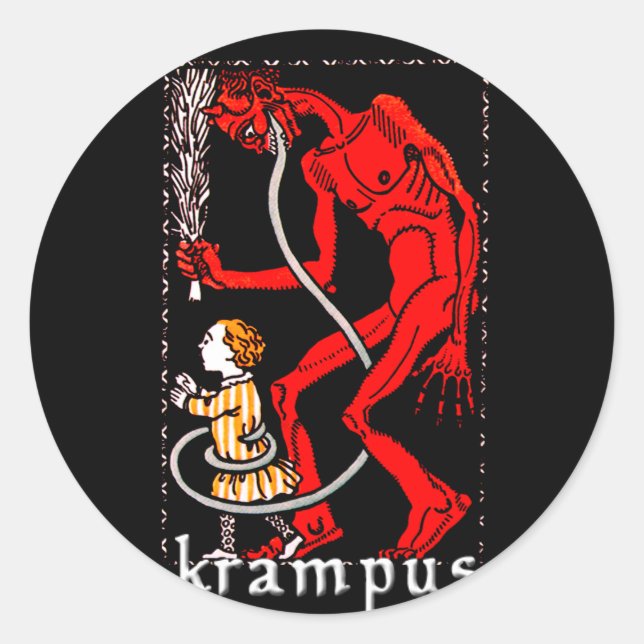 Krampus Sticker Runt Klistermärke (Framsida)