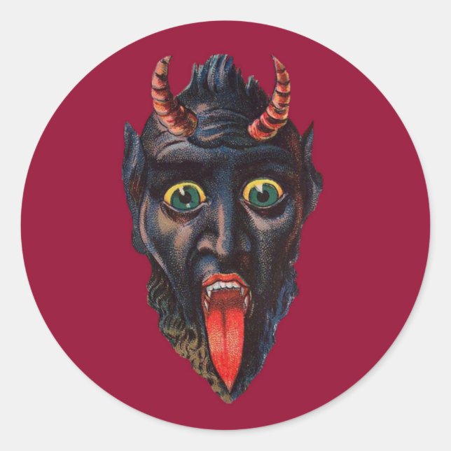 Krampus Stickers Runt Klistermärke (Framsida)