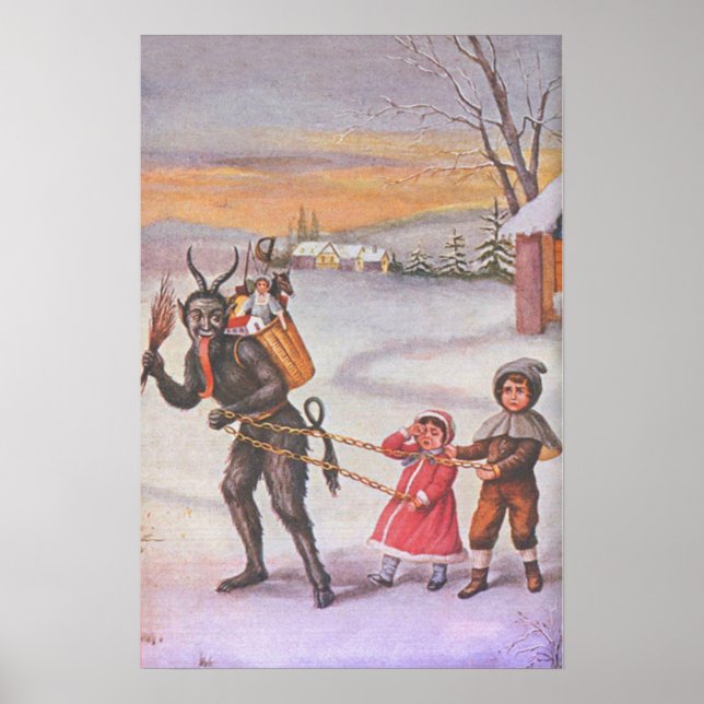 Krampus stjäl leksaker och barn poster (Framsidan)