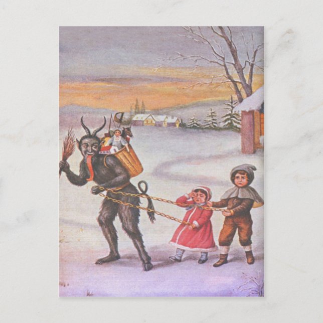 Krampus stjäl leksaker och barn vykort (Framsida)