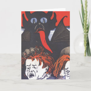 Krampus straffar barn helgkort