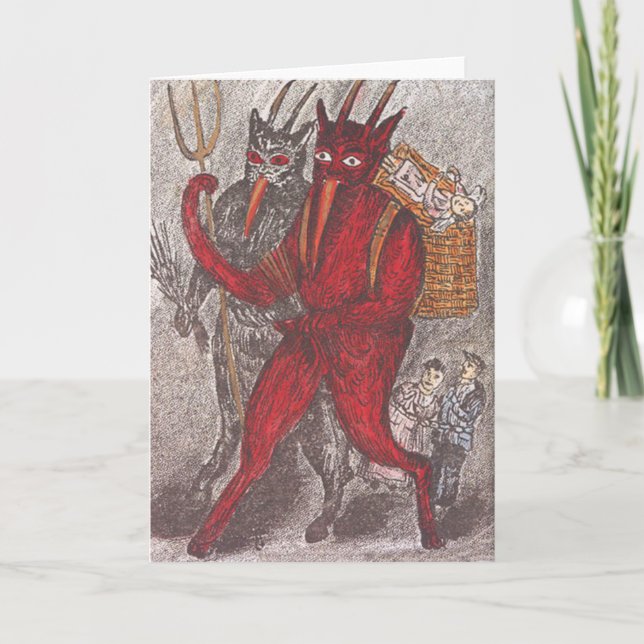 Krampus tar barn helgkort (Framsida)