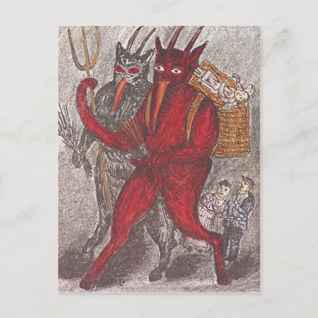 Krampus tar barn vykort (Framsida)
