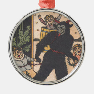Krampus tar bort dåliga barn julgransprydnad metall